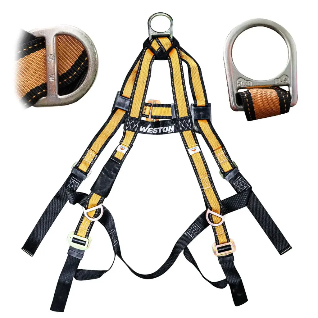 Arnés de Seguridad de Nylon Weston CC-0005 con 3 Argollas Tipo ¨D¨ Espalda y Caderas  