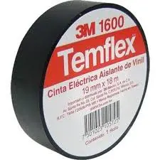 CINTA ELECTRICA 3M TEMFLEX 1600 NEGRA 19mm x 18mts