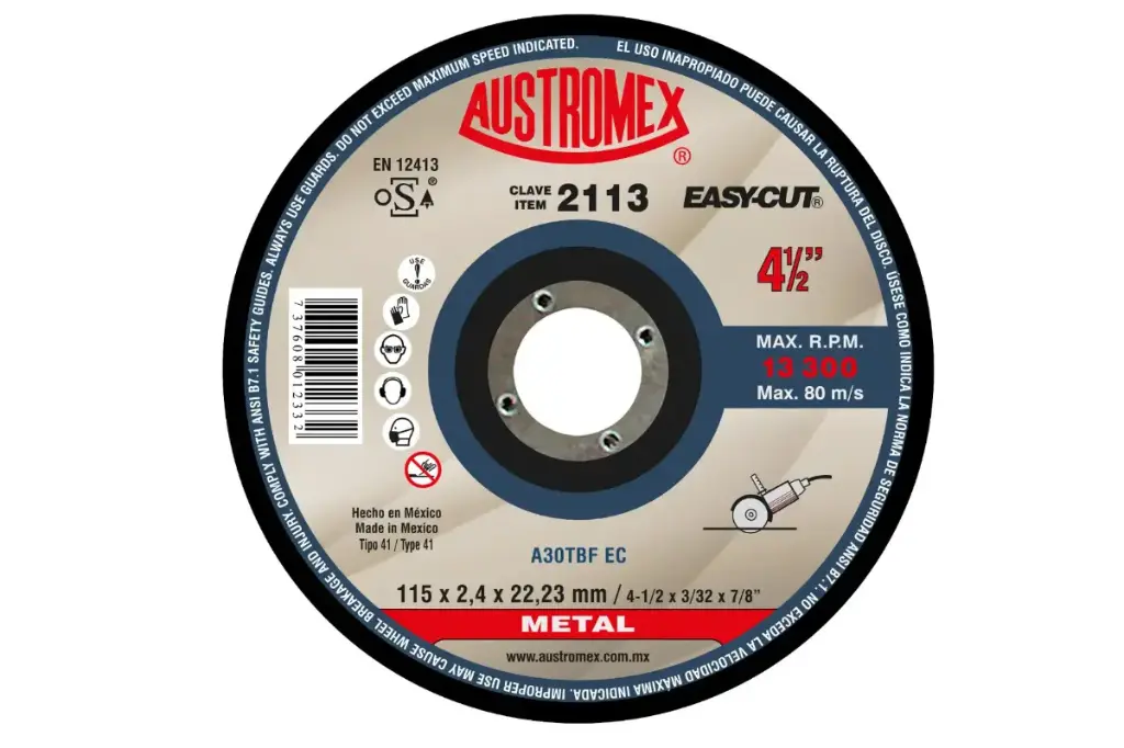 Disco Corte Metal Austromex 2113 Easy-Cut 4 1/2 x 3/32 x 7/8" 