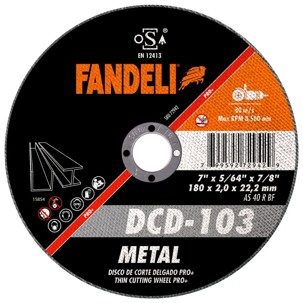 Disco Corte Metal Fandeli DCD-103 Pro Delgado 7 x 7/8" 