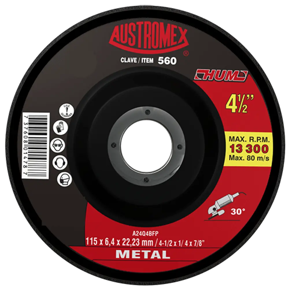 Disco desbaste metal 4 1/2" x 1/4" x 7/8" 560 Austromex HUM 