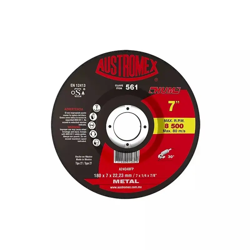 Disco Desbaste Metal Austromex 561 HUM 7" x 1/4" x 7/8" 