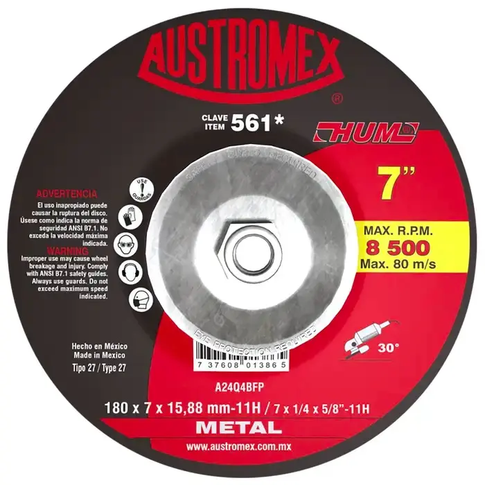 Disco Desbaste Metal Austromex 561 HUM 7 x 1/4 x 5/8"-11H 