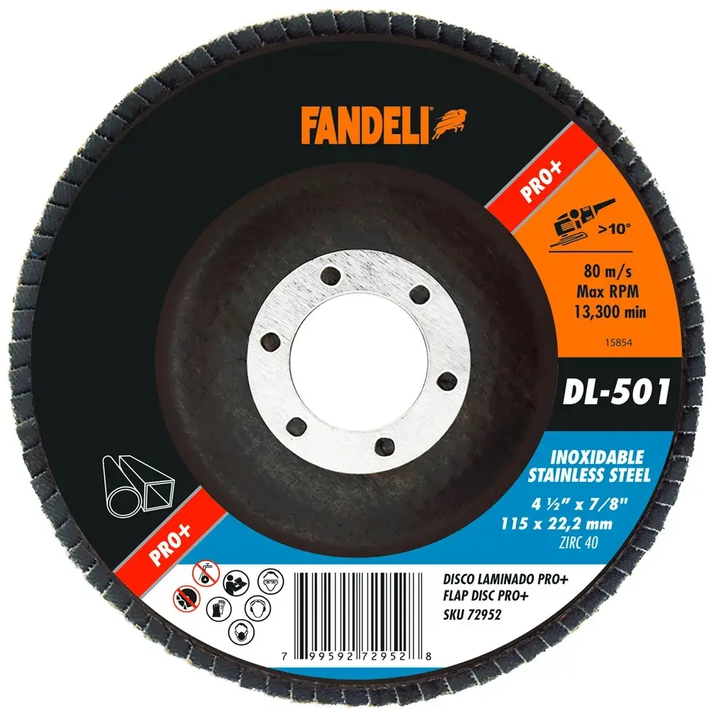 Disco Laminado Fandeli Pro DL-501 Z40 para Acero Inoxidable 4 1/2" x 7/8" 