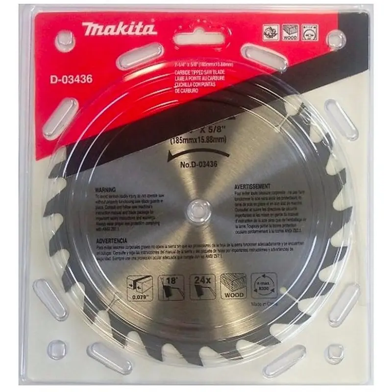 Disco Sierra Makita D-03436 7 1/4" 24 Dientes Estándar para Madera 