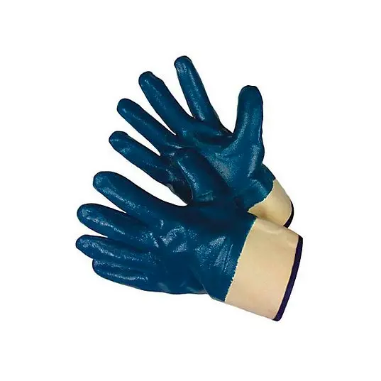 Guante Industrial de Nitrilo Azul Totalmente Recubierto con Puño de Lona 96-6110FP 