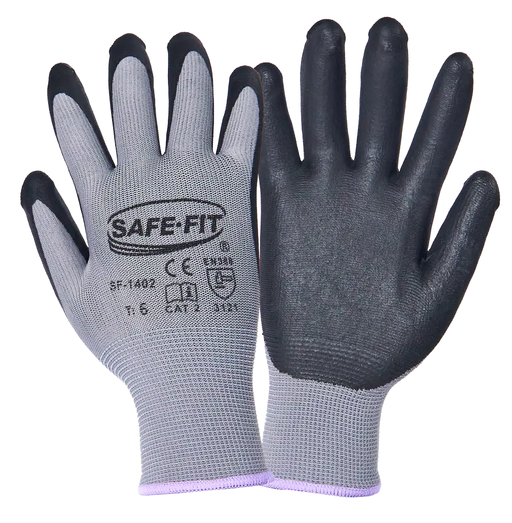 Guante Nylon Gris Recubrimiento Nitrilo Espumoso Modelo SF-1402
