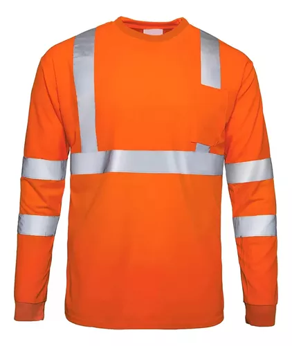 Camiseta Manga Larga Naranja Con Reflejante 98-3500-O 