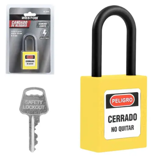 [BL-0094] Candado de Bloqueo Dieléctrico Amarillo 38 mm Weston BL-0094 