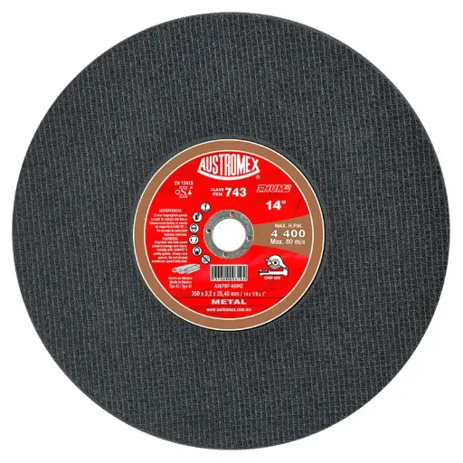 [0279-0036] Disco de corte para metal huecos húmedo 14" x 1/8" x 1" 743 Austromex