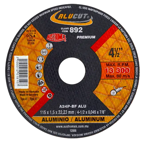 [AUS-892] Disco de corte para aluminio 4 1/2" x 7/8" 892 Austromex Alucut 