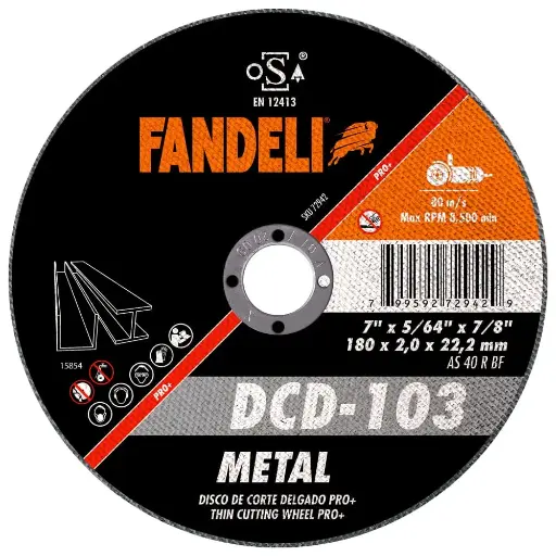 [0279-0192] Disco Corte Metal Fandeli DCD-103 Pro Delgado 7 x 7/8" 