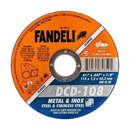 [0279-0241] Disco Corte Delgado Duo 4 1/2" x 7/8" DCD-108 Fandeli 
