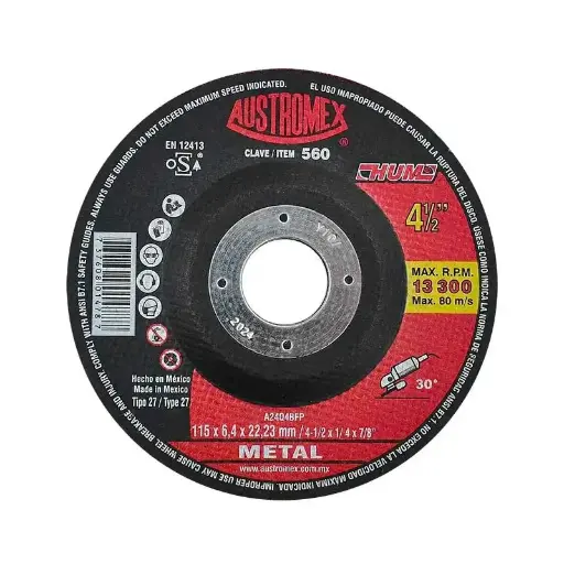 [0284-0015] Disco Desbaste Metal Austromex 560 T27 HUM 4 1/2 x 1/4 x 5/8"-11H 