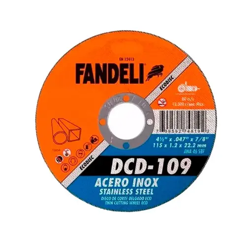 [0278-0053] Disco Corte Acero Inoxidable Fandeli DCD-109 Eco Delgado 4 1/2 x 7/8" 