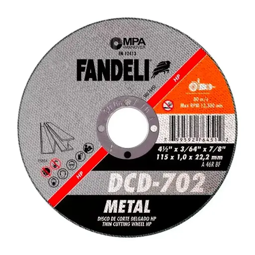 [0279-0251] Disco de corte delgado para metal 4 1/2" x 7/8" DCD-702 Fandeli Pro 