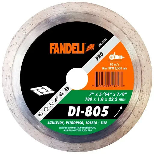 [0285-0211] Disco diamante rin continuo 7" x 7/8" DI-805 Fandeli Pro 