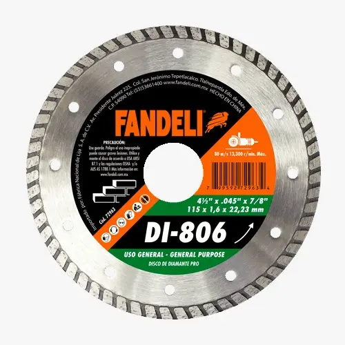 [0285-0215] Disco diamante rin turbo 4 1/2" x 7/8" DI-806 Fandeli Pro 