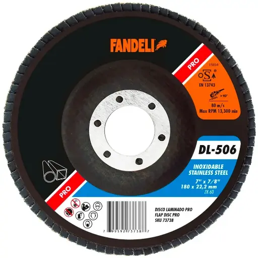 [0288-0157] Disco Laminado Fandeli DL-506 Z-60 INOX PRO 7" x 7/8"​ 