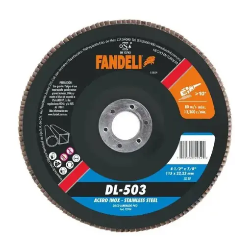 [0288-0155] Disco laminado Z-80 para acero inoxidable 4 1/2" x 7/8" DL-503 Fandeli Pro 
