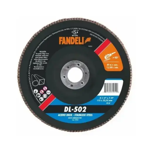 [0288-0154] Disco laminado Z-60 para acero inoxidable 4 1/2" x 7/8" DL-502 Fandeli Pro 