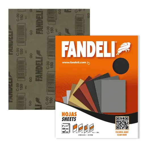[0445-0030] Hoja de Lija de Agua Fandeli 00054 C-99 #150 – Grano Fino 