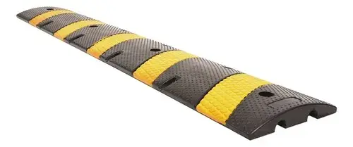 [26111TR] Tope Reductor de Velocidad de Hule Negro con Reflectores Amarillos, 183 cm 