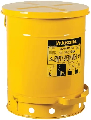 [H1846] Contenedor Justrite para Desechos Aceitosos – 6 Galones | Acero Pintado Amarillo 