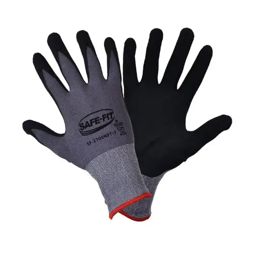 Guante Nylon Gris Recubrimiento Nitrilo Modelo SF-1700NFT