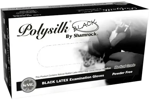 Guante Desechable Latex Negro Sin Polvo 5Mil Shamrock 18000 Caja con 100pcs
