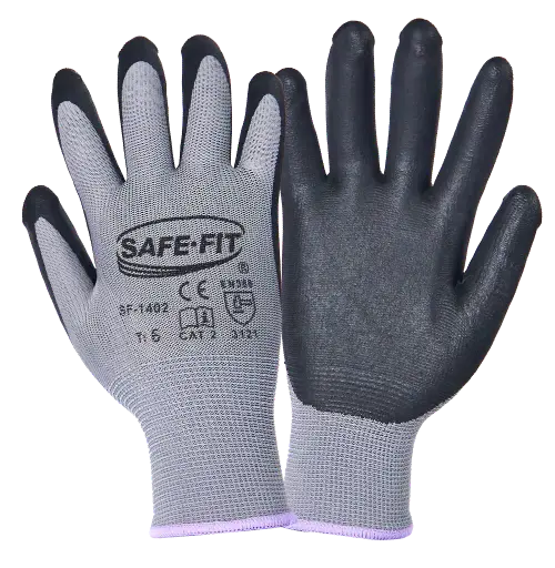 Guante Nylon Gris Recubrimiento Nitrilo Espumoso Modelo SF-1402