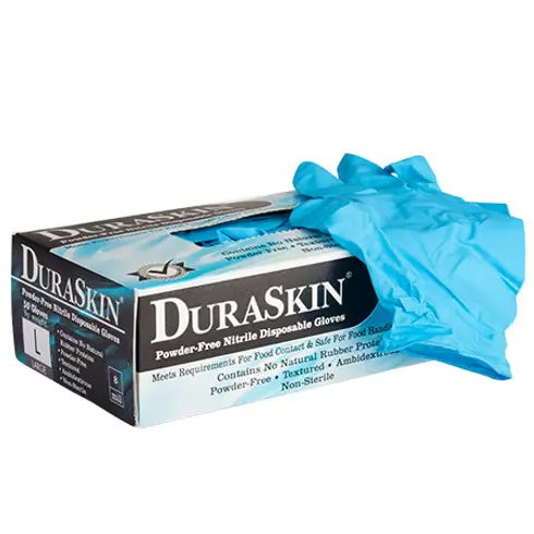 Guante Desechable Nitrilo Azul Sin Polvo 8Mil DuraSkin 2018W Con 50pcs