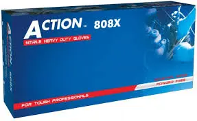 Guante Desechable Nitrilo Azul Sin Polvo 8Mil Action 808120 Con 50pcs