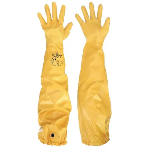 Guante Nitrilo Amarillo Puño Largo Par Atlas 772