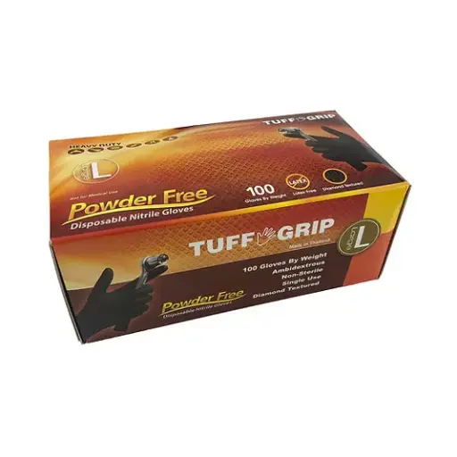 Guante Desechable Nitrilo Negro 6Mil Texturizado Caja con 100pcs 