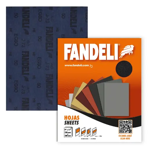 [0449-0012] Hoja de Lija Esmeril Fandeli 8714 J-73 – Extra Grueso 